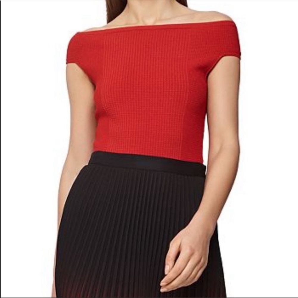 REISS Zena red Off-the-Shoulder Top